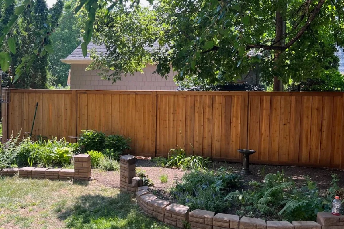 Cedar privacy fence installed in a St. Paul backyard